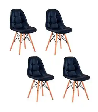 Freitas Varejo Conjunto 4 cadeiras eiffel botone estofada preta útil bazar rf1830pr oferta