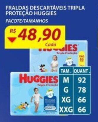 Assaí Atacadista Fraldas Descartaveis Tripla Protecao Huggies oferta