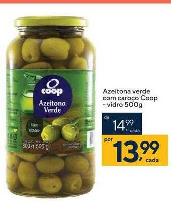 Azeitona verde com caroço coop vidro