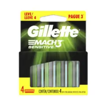 Carga para aparelho de barbear gillette mach3 sensitive leve 4 pague 3
