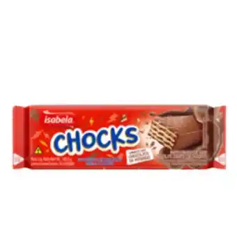 Rede Top Biscoito wafer chocolate com cobertura isabela chocks 100,8g oferta