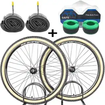 Par rodas aro 29 k7+ 2 pneus paco + câmaras presta+ antifuro