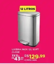 DB Supermercados Lixeira inox 12l soft oferta