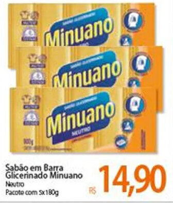 Atacadão Sabao em Barra Glicerinado Minuano 5x180g oferta