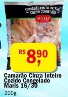 Ultrabox Camarao Cinza Inteiro Cozido Congelado Maris 16/30 200g oferta