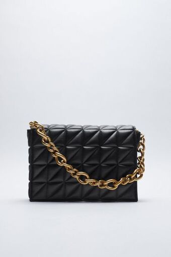 ZARA Bolsa de ombro acolchoada com corrente oferta