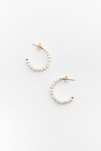 ZARA Brincos de argolas com pérolas oferta
