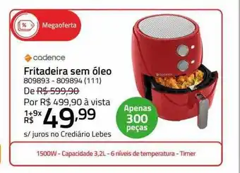 Lojas Lebes Fritadeira sem óleo cadence oferta
