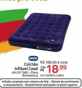 Lojas Lebes Mor colchão inflável casal oferta