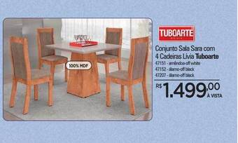 Conjunto sala sara com 4 cadeiras lívia tuboarte