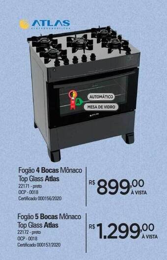 Zenir Fogão 4 bocas mônaco top glass atlas fogão 5 bocas mônaco top glass atlas oferta