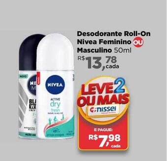Farmácias Nissei Desodorante roll-on nivea feminino ou masculino oferta