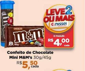 Farmácias Nissei Confeito de chocolate mini m&m's oferta