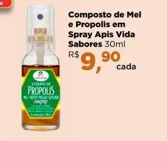 Farmácias Nissei Composto de mel e propolis em spray apis vida sabores oferta