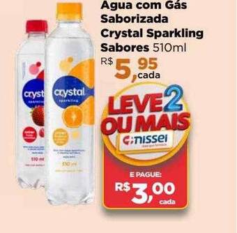Farmácias Nissei Agua com gás saborizada crystal sparkling sabores oferta