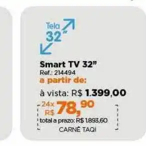 Lojas TaQi Smart tv 32 oferta