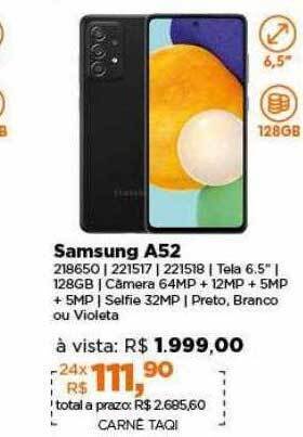 Lojas TaQi Samsung a52 oferta