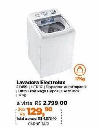 Lojas TaQi Lavadora electrolux oferta