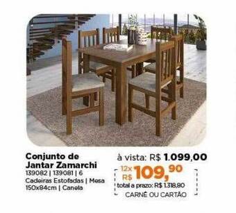 Lojas TaQi Conjunto de jantar zamarchi oferta