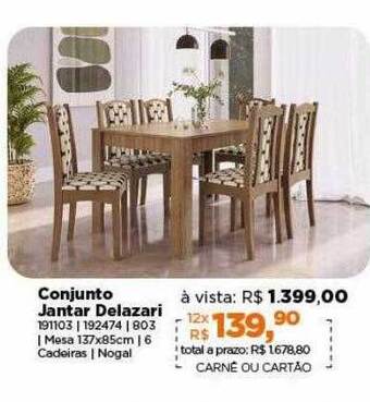 Lojas TaQi Conjunto jantar delazari oferta