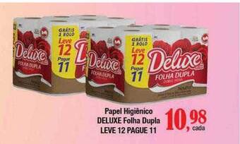 Papel higiênico deluxe folha dupla leve 12 pague 11