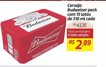 Comper Cerveja budweiser pack com 15 latas cada oferta