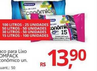 Saco para lixo bompack econômico