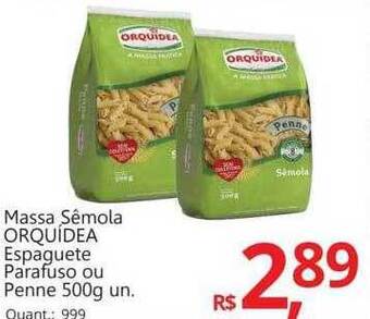 Massa sêmola orquidea espaguete parafuso ou penne