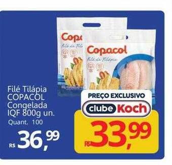 Supermercados Koch Filé tilápia copacol congelada iqf oferta