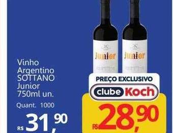 Supermercados Koch Vinho argentino sottano junior oferta