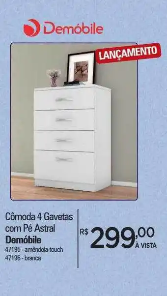 Cômoda 4 gavetas com pé astral demóbile