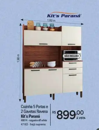 Cozinha 5 portas e 2 gavetas ravena kit's paraná