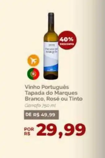 Oba Hortifruti Vinho português tapada do marques branco rosé ou tinto 40% desconto oferta