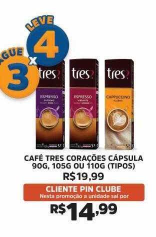Pinheiro Supermercado Café tres corações cápsula oferta