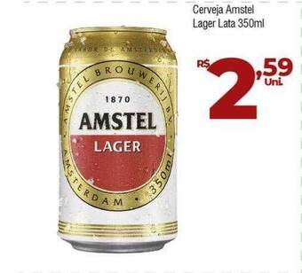 Brasão Supermercados Cerveja amstel lager lata oferta