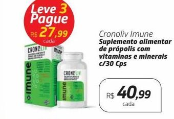 Drogal Cronoliv imune suplemento alimentar de própolis com vitaminas e minerais c/30 cps oferta