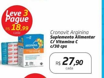 Drogal Cronovit arginina suplemento alimentar c/ vitamina c c/30 cps oferta