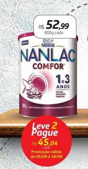 Drogal Nestlé nanlac comfor 1 a 3 anos 800g oferta