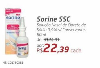 Drogal Sorine ssc solução nasal de cloreto de sódio 0,9% s/ conservantes 50ml oferta