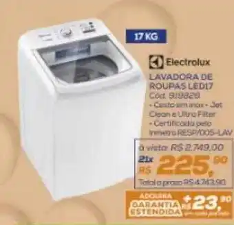 Lojas Colombo Lavadora de roupas led17 electrolux oferta