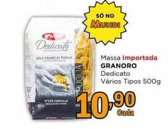 Supermercados Mundial Massa importada granoro dedicato varios tipos oferta