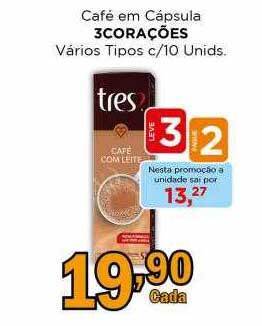 Supermercados Mundial Café em cápsula 3corações varios tipos oferta