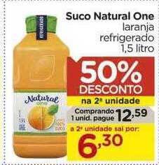 Carrefour Suco natural one laranja refrigerado 50% desconto na 2a unidade oferta