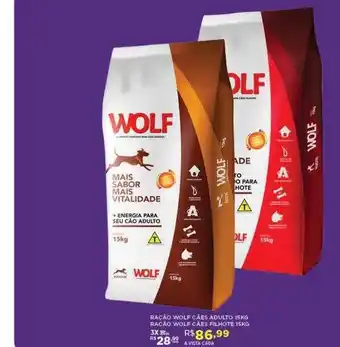 DB Supermercados Ração wolf cães adulto ração wolf cães filhote oferta