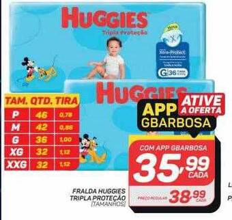 GBarbosa Fralda huggies tripla proteção tamanhos oferta