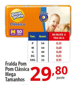 Akki Atacadista Fralda Pom Pom Classica Mega Tamanhos oferta