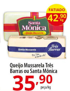 Akki Atacadista Queijo Mussarela Tres Barras ou Santa Monica oferta
