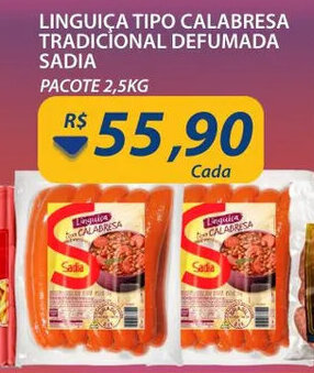 Assaí Atacadista Linguica tipo Calabresa Tradicional Defumada Sadia 2.5kg oferta