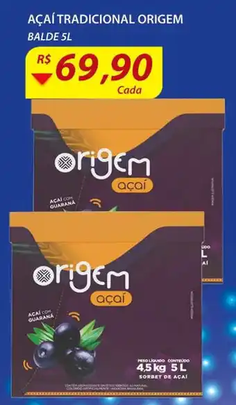 Acai Tradicional Origem Balde 5L