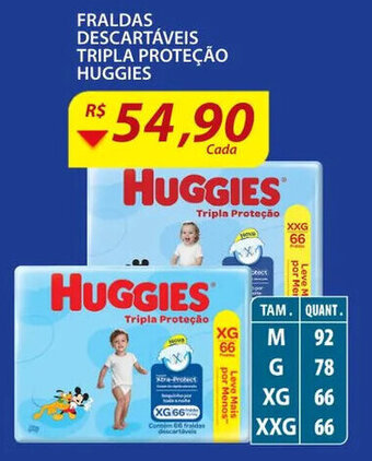 Assaí Atacadista Fraldas Descartaveis Tripla Protecao Huggies oferta